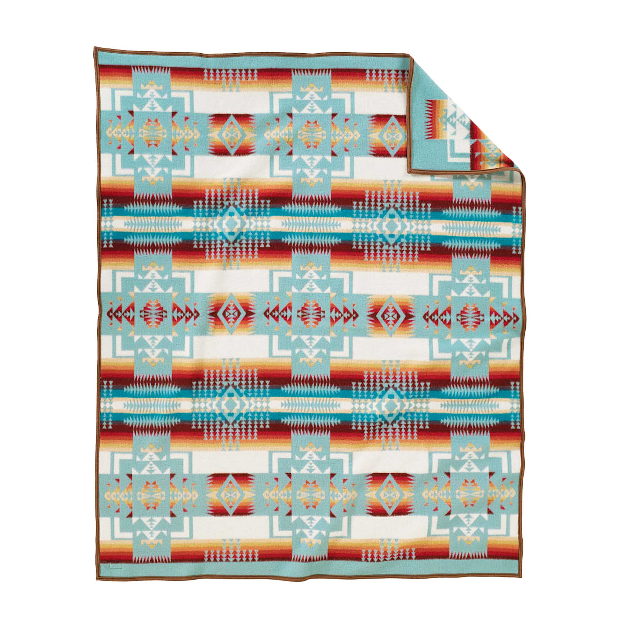 Pendleton Chief Joseph Jacquard Robe Blanket Aqua-Blanket-Clutch Cafe