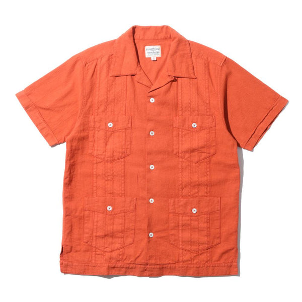 Pherrow's 23S-PDSJ1 S/S Guayabera Shirt Orange-Shirt-Clutch Cafe