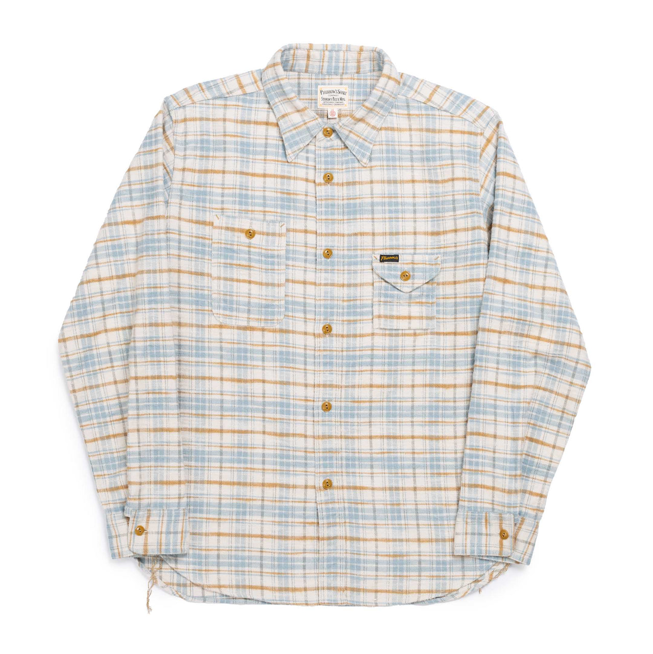 Pherrow's 24W-750 Check Work Shirt Beige-Shirt-Clutch Cafe