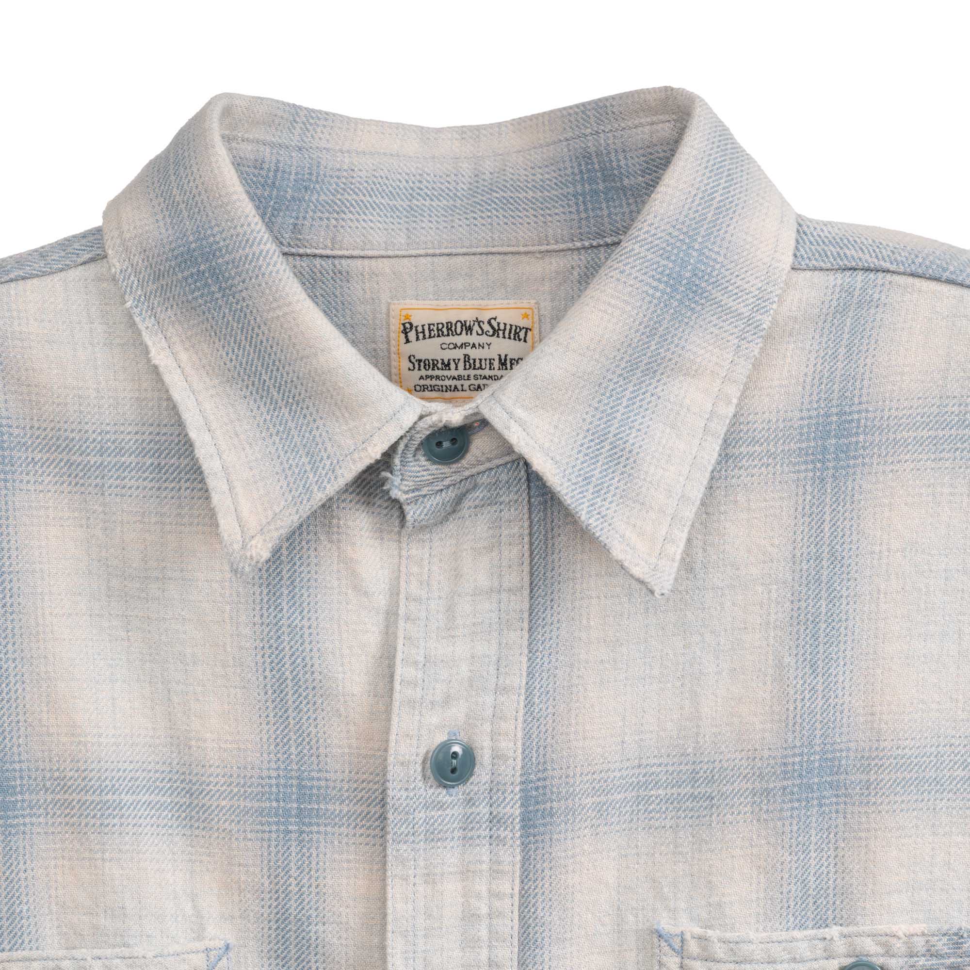 Pherrow's 731SN-UW Cotton Flannel Shirt Blue-Shirt-Clutch Cafe