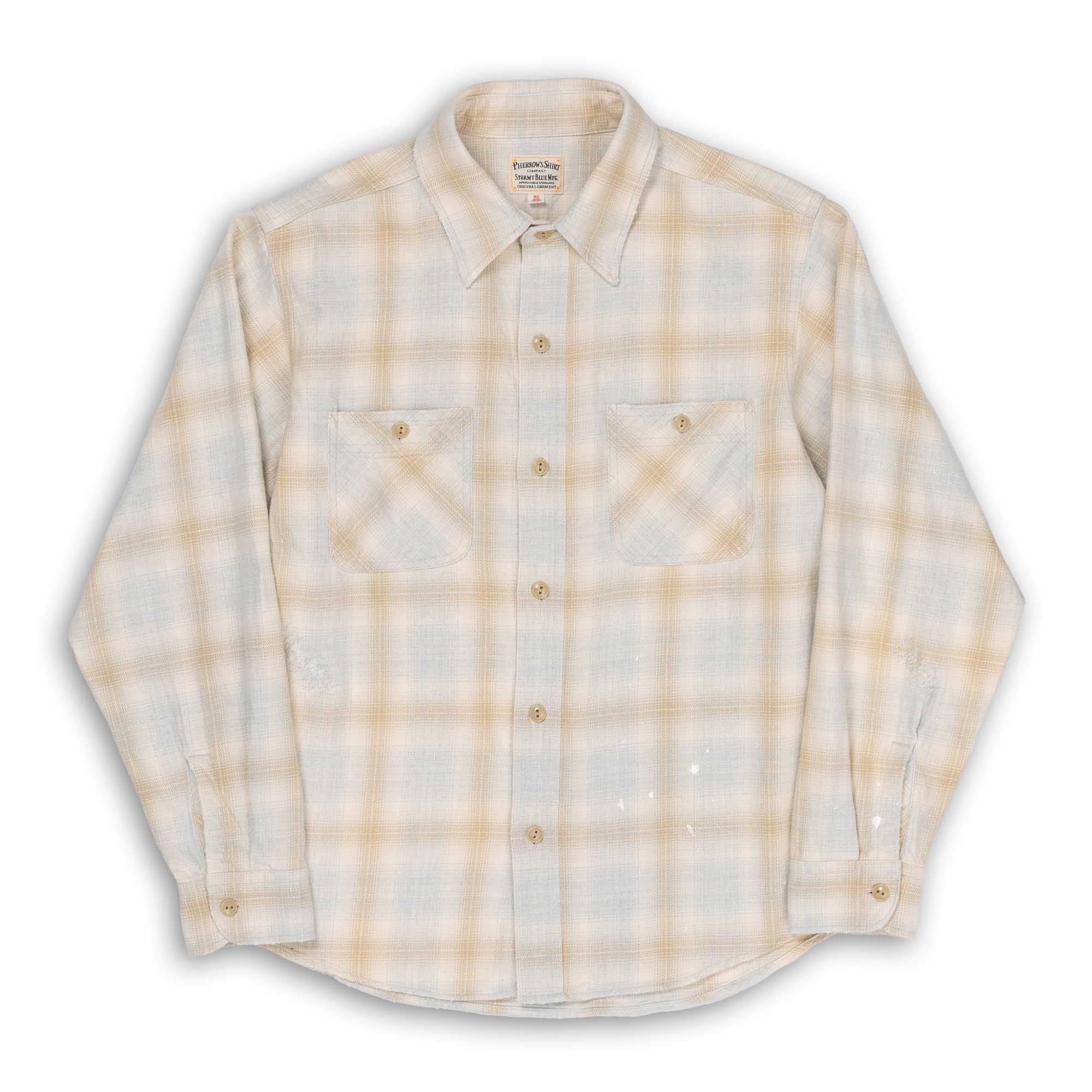 Pherrow's 731SN-UW Cotton Flannel Shirt Grey-Shirt-Clutch Cafe