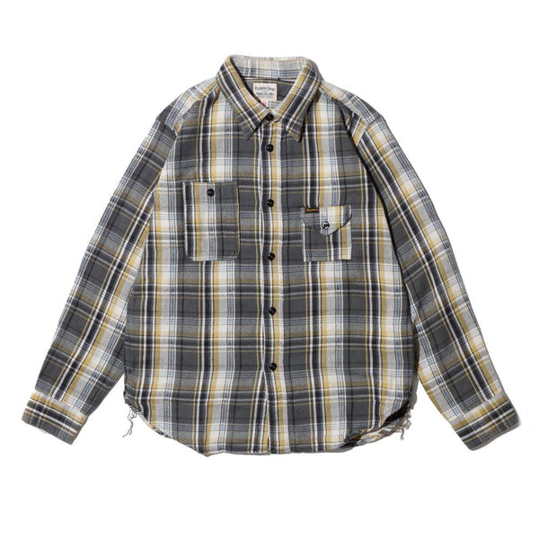 Pherrow's Cotton Flannel Work Shirt Grey-Shirt-Clutch Cafe