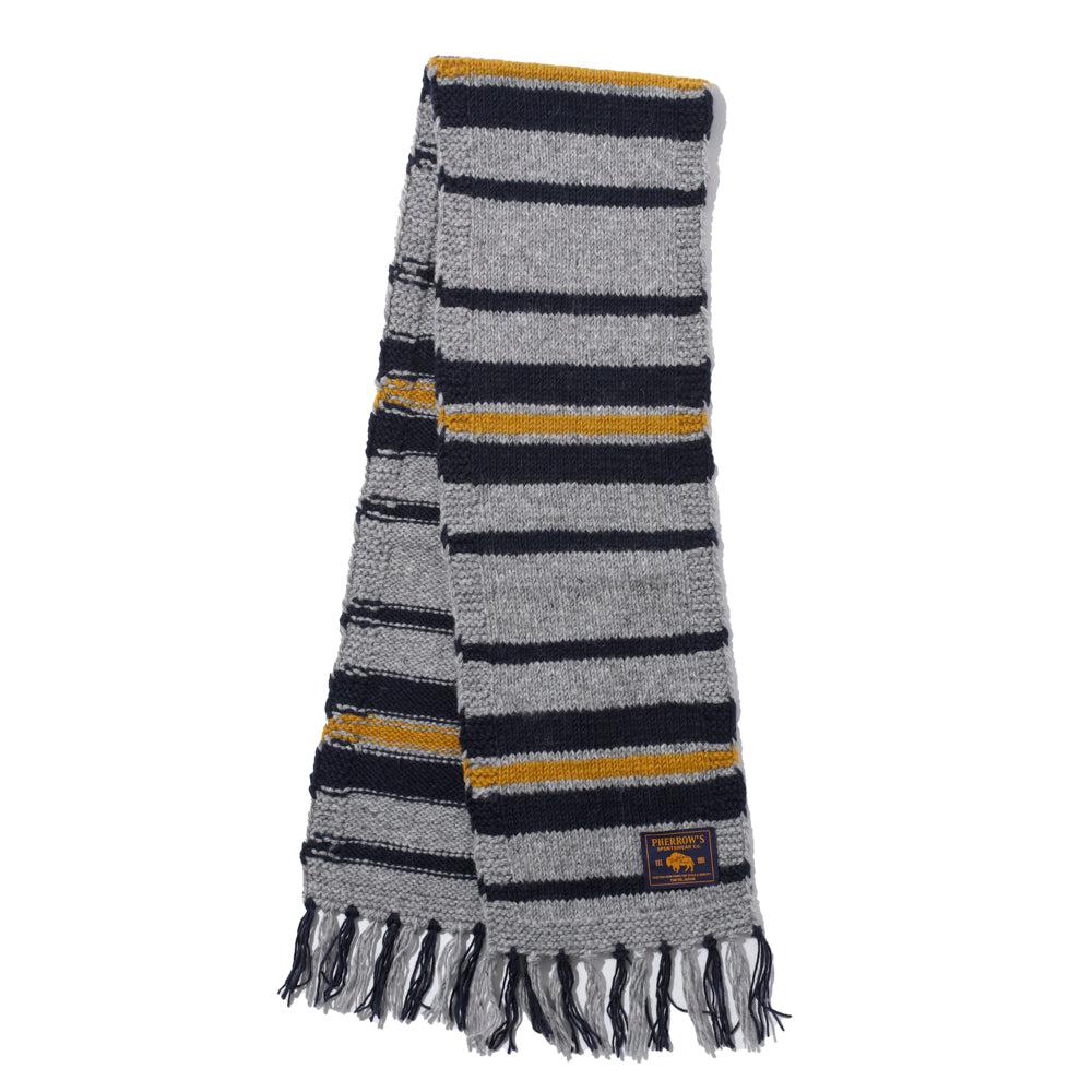 Pherrow's Hand Knitted Scarf Light Grey x Navy-Scarf-Clutch Cafe