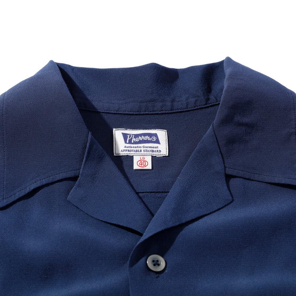 Pherrow's Open Collar Shirt Navy-Shirt-Clutch Cafe