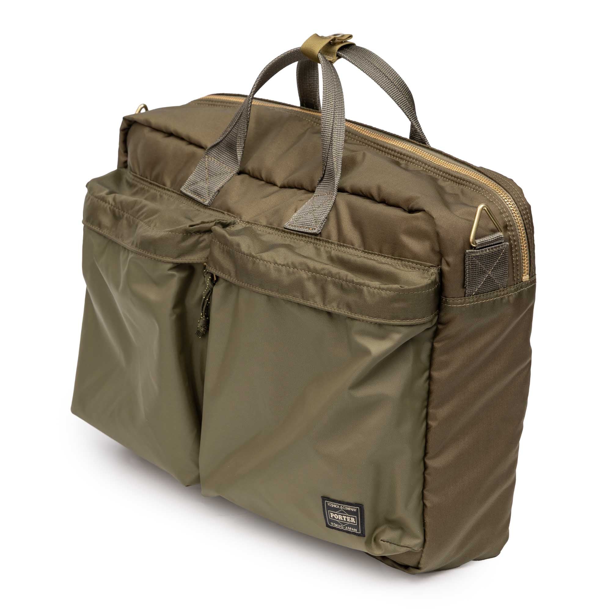 Porter Yoshida Force 3Way Briefcase Olive Drab-Clutch Cafe