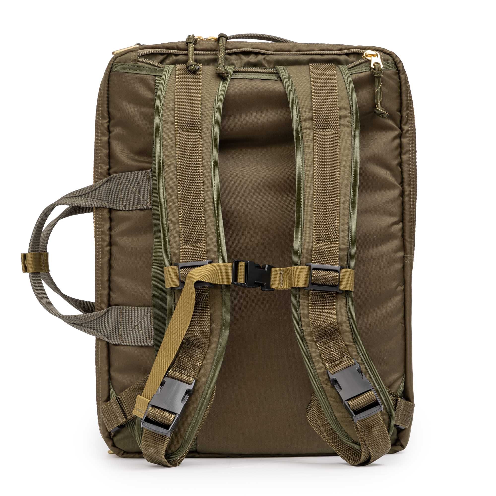 Porter Yoshida Force 3Way Briefcase Olive Drab-Clutch Cafe
