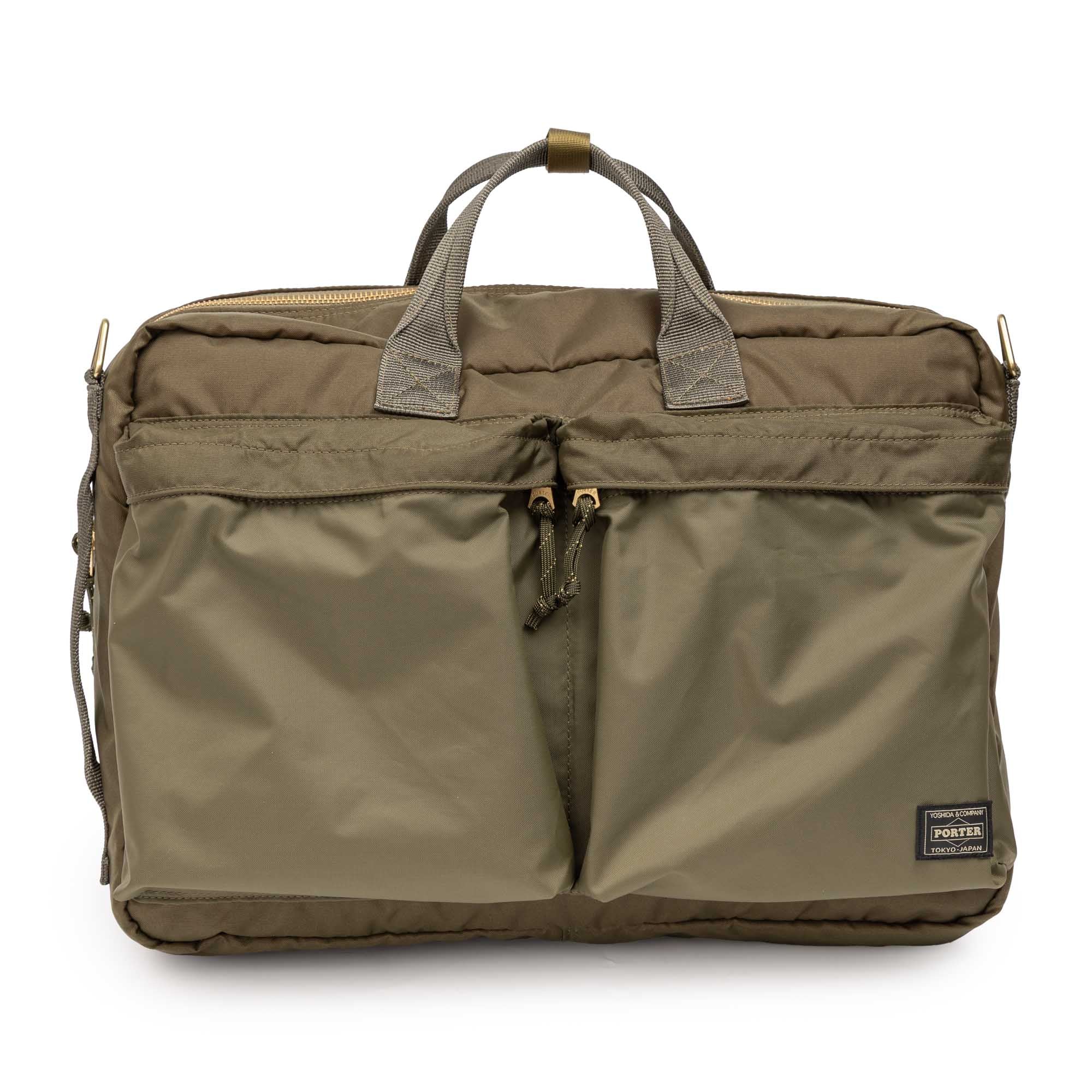 Porter Yoshida Force 3Way Briefcase Olive Drab-Clutch Cafe