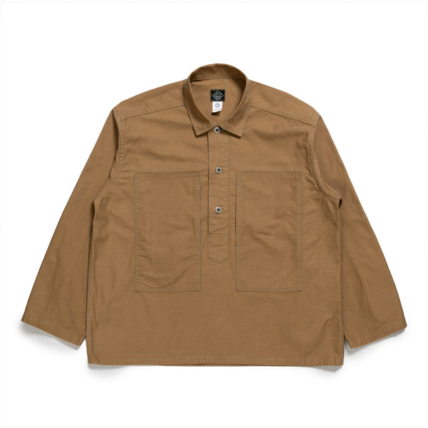 Post Overalls Army Shirt Vintage Sateen Dark Khaki-Jacket-Clutch Cafe