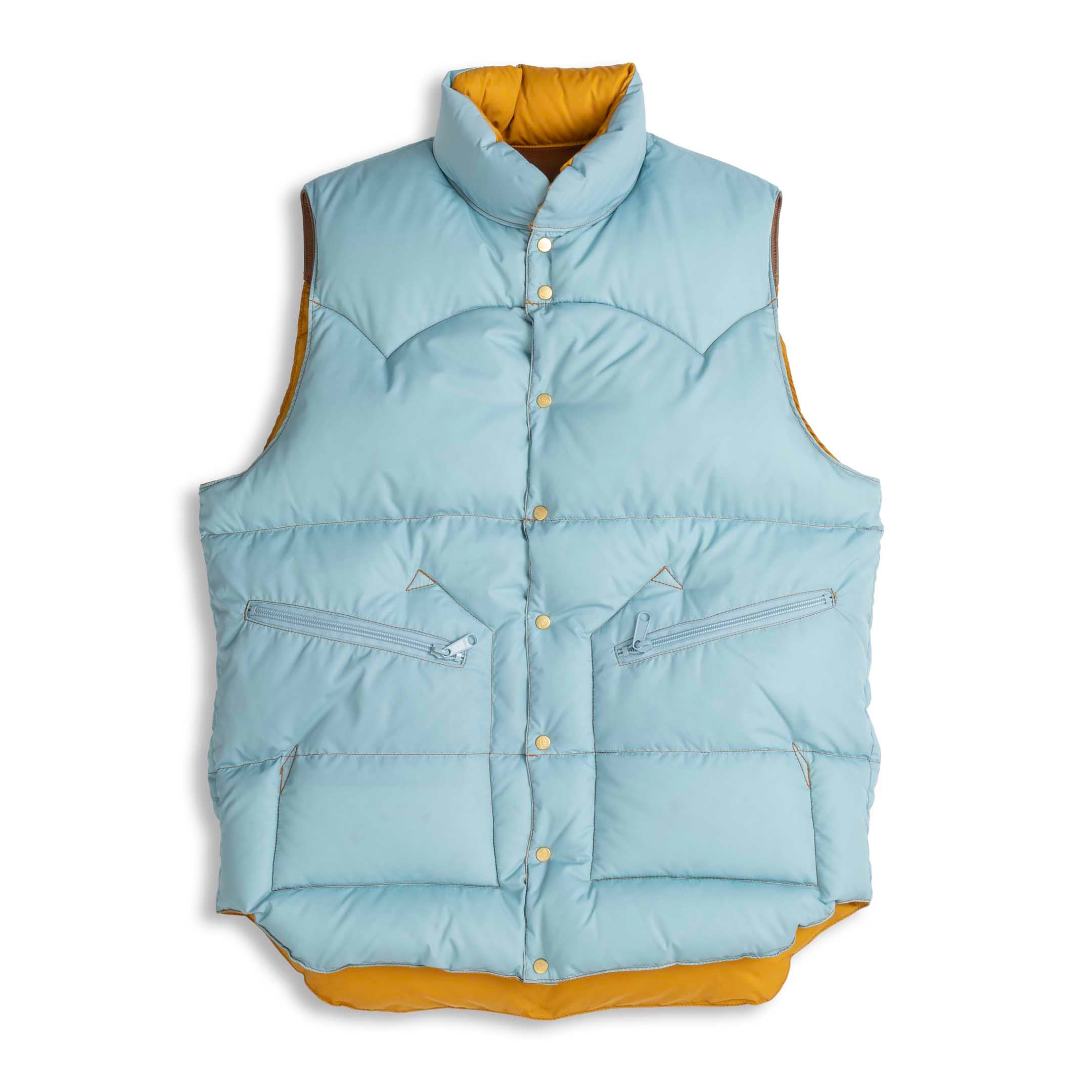 Rocky Mountain Featherbed for Clutch Cafe Reversible Down Vest Mustard x Sax Blue-Down Vest-Clutch Cafe