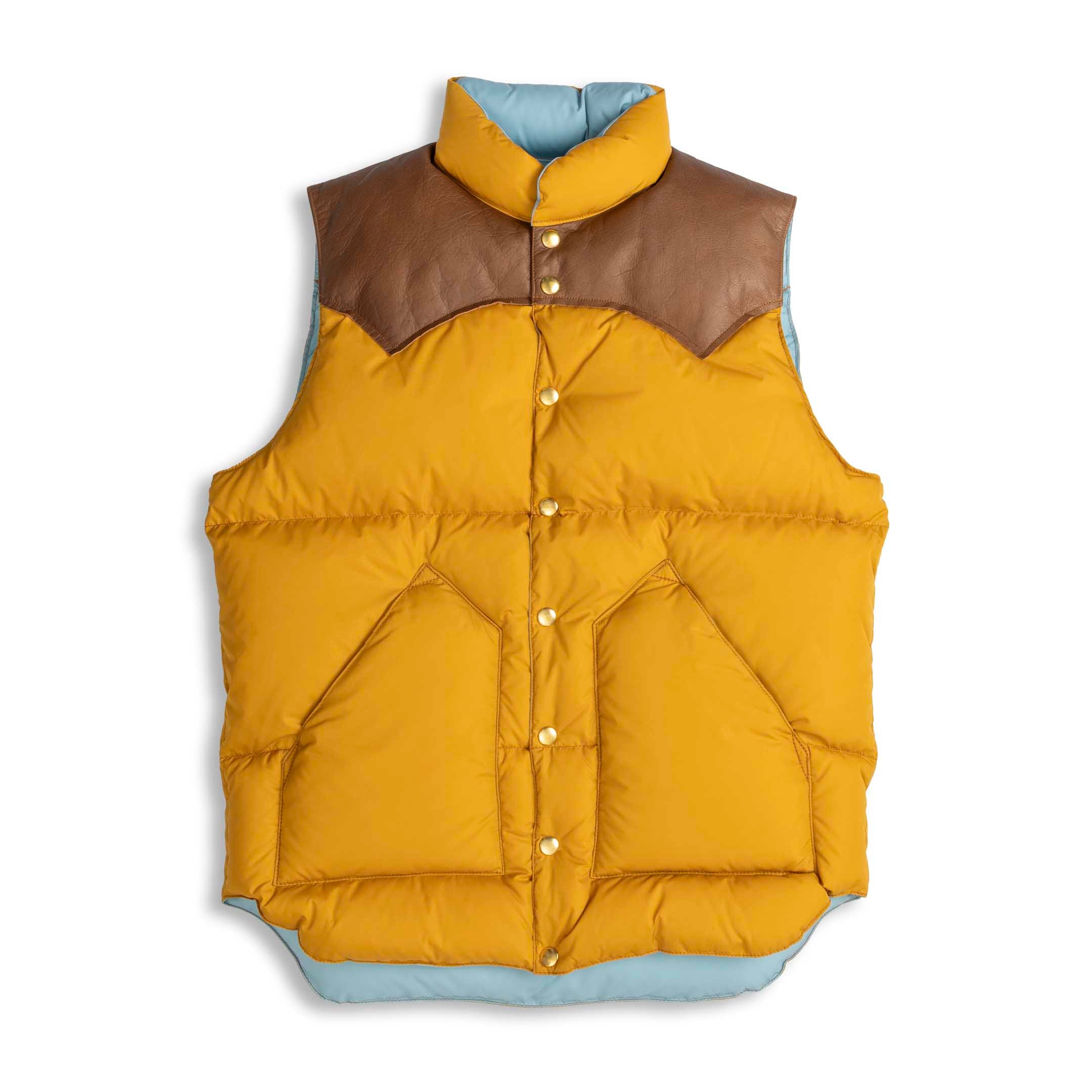 Rocky Mountain Featherbed for Clutch Cafe Reversible Down Vest Mustard x Sax Blue-Down Vest-Clutch Cafe
