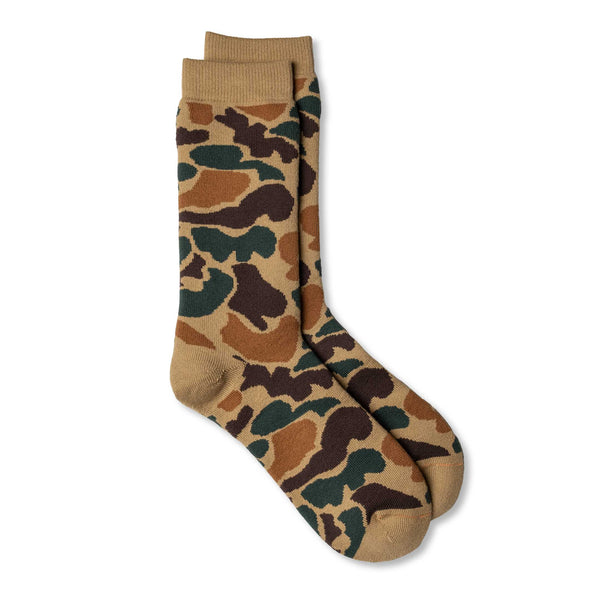 Rototo Camo Pile Crew Sock Khaki-Socks-Clutch Cafe