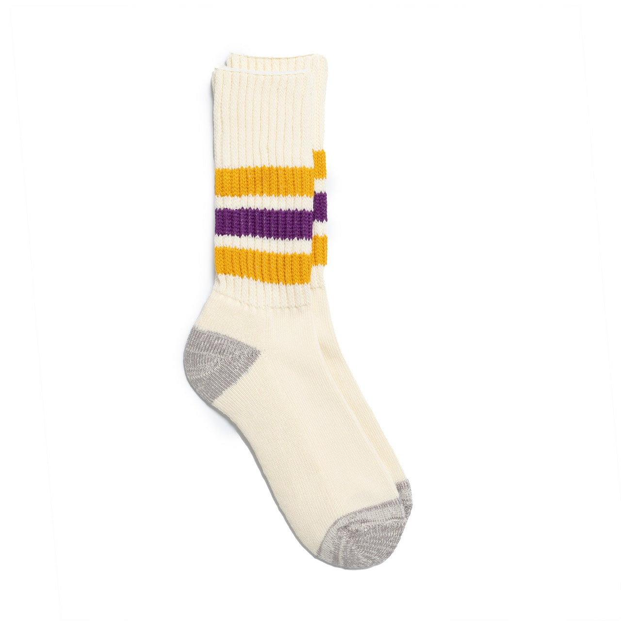 Rototo Coarse Ribbed Old School Crew Socks Yellow/Purple-Socks-Clutch Cafe