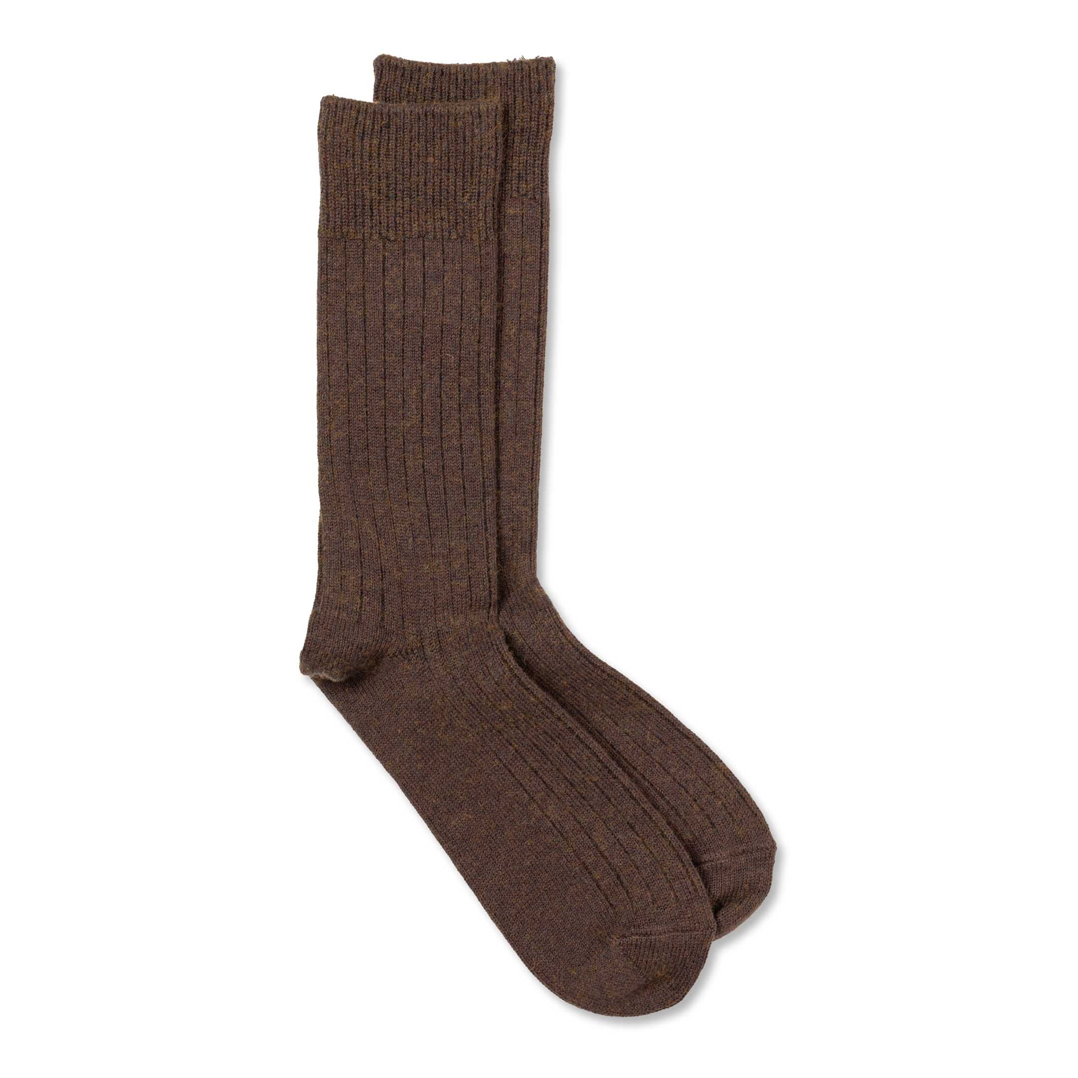 Rototo Cotton Wool Ribbed Crew Socks D. Brown-Socks-Clutch Cafe