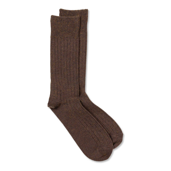 Rototo Cotton Wool Ribbed Crew Socks D. Brown-Socks-Clutch Cafe