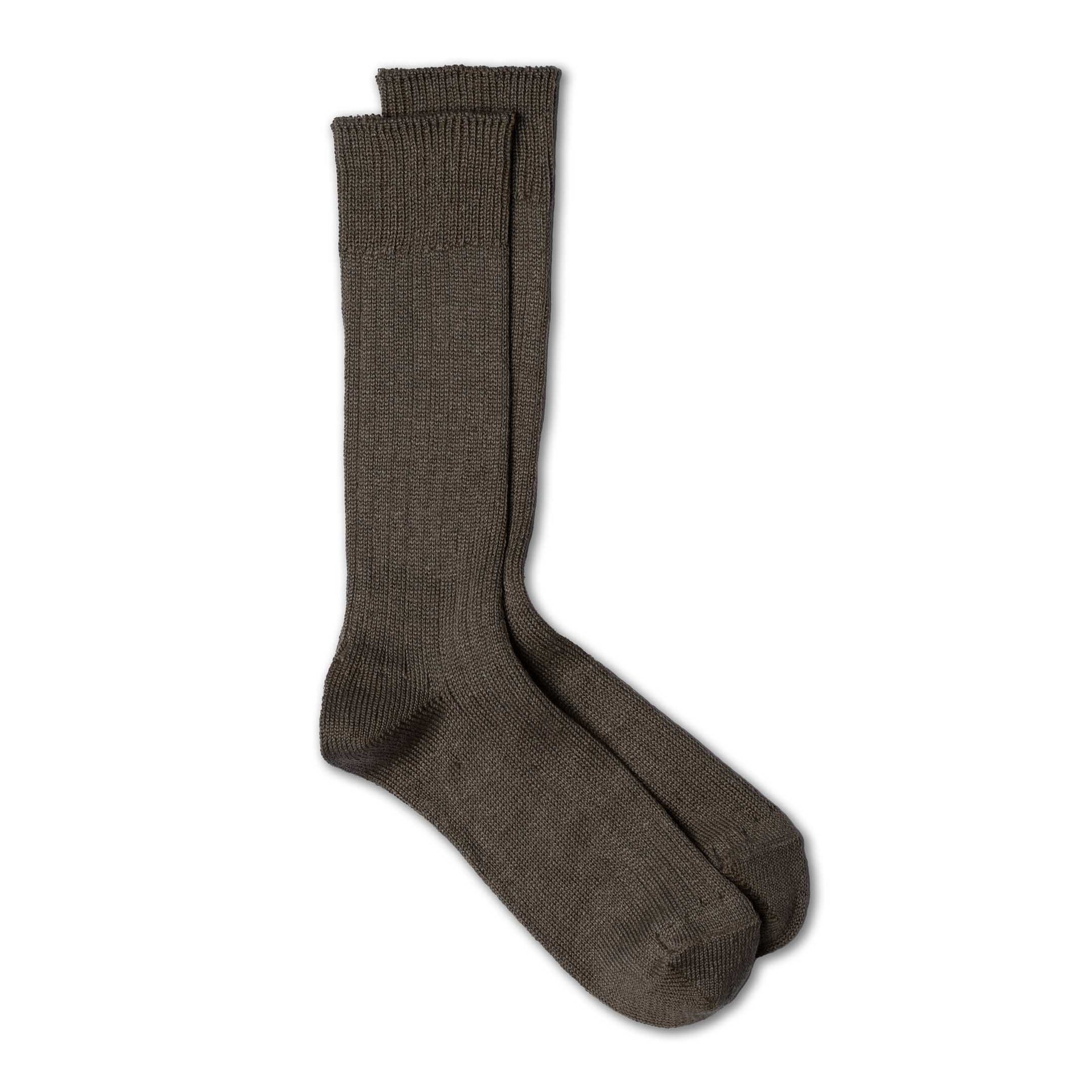 Linen Cotton Ribbed Crew Socks D.