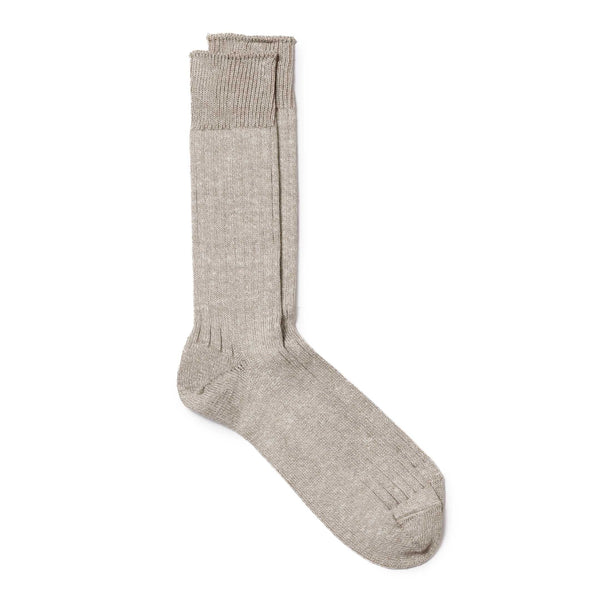 Rototo Linen/Cotton Ribbed Crew Socks Grayage-Socks-Clutch Cafe