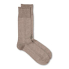 Rototo Vertical Line Linen Crew Sock Beige-Socks-Clutch Cafe