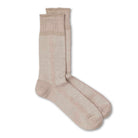 Rototo Vertical Line Linen Crew Sock Ecru-Socks-Clutch Cafe