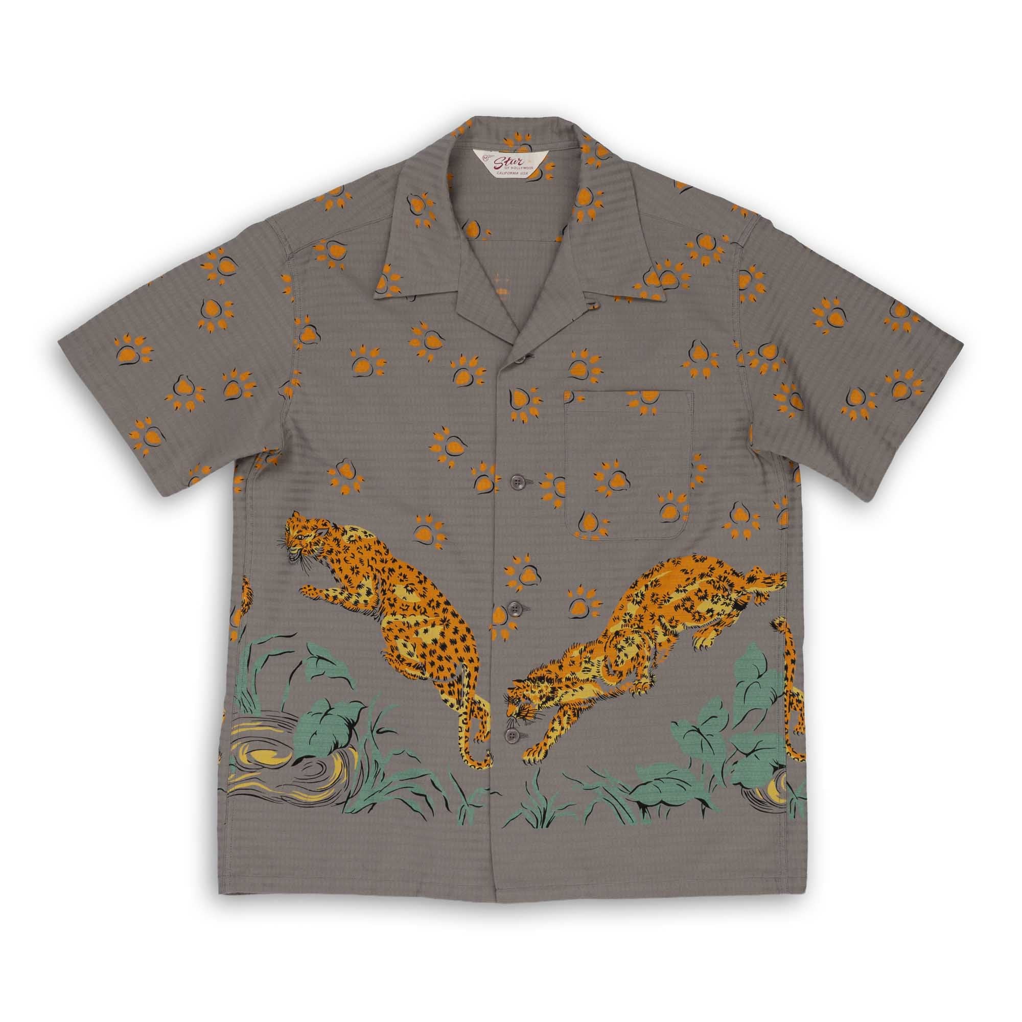 Star of Hollywood Dobby Cotton Leopard Shirt Grey-Shirt-Clutch Cafe