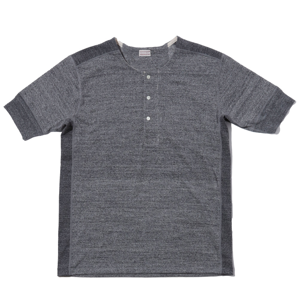Stevenson Overall Sideflex Loopwheel S/S Henley Heather Grey-Clutch Cafe