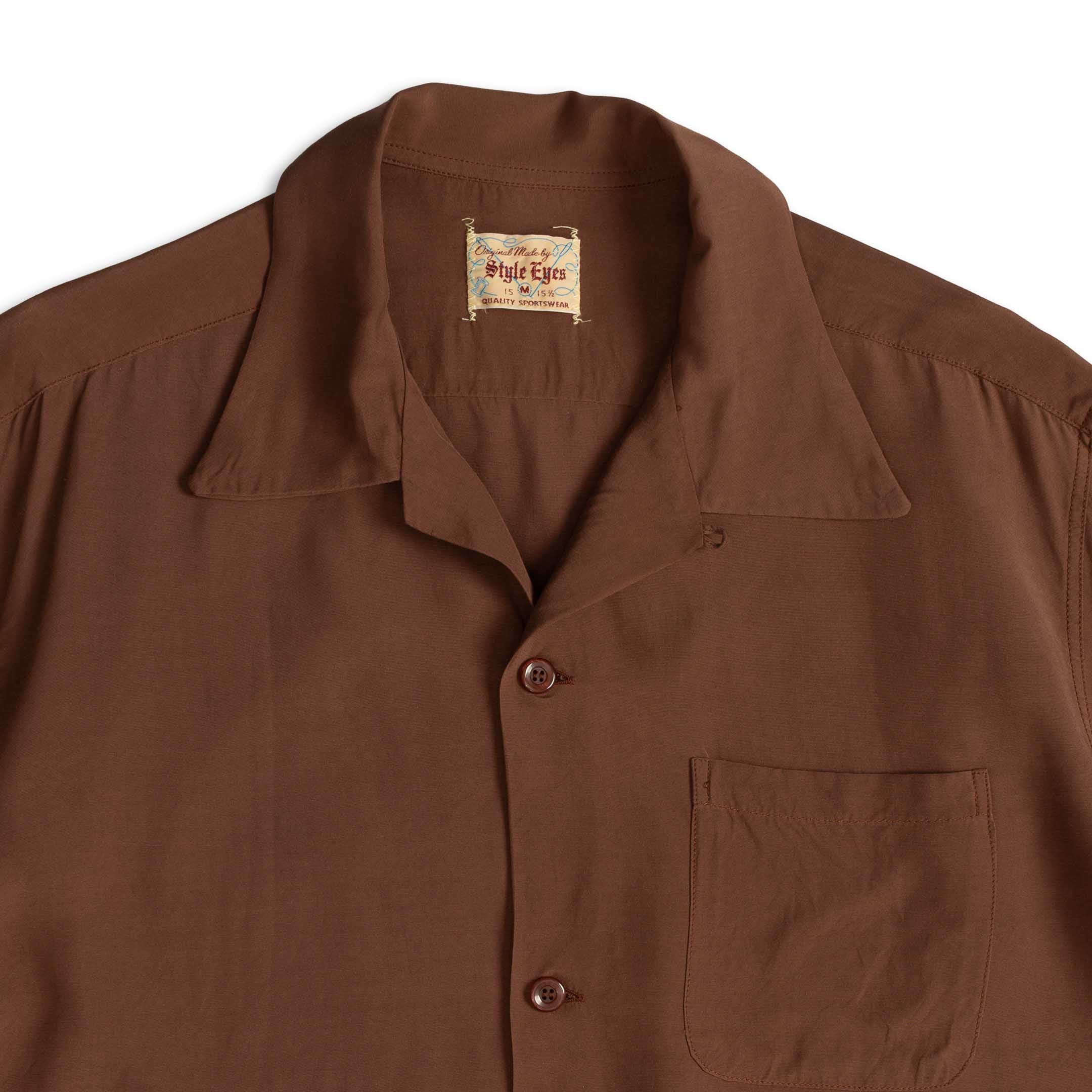 Style Eyes by Toyo Enterprise Plain Bowling S/S Shirt D. Brown-Shirt-Clutch Cafe