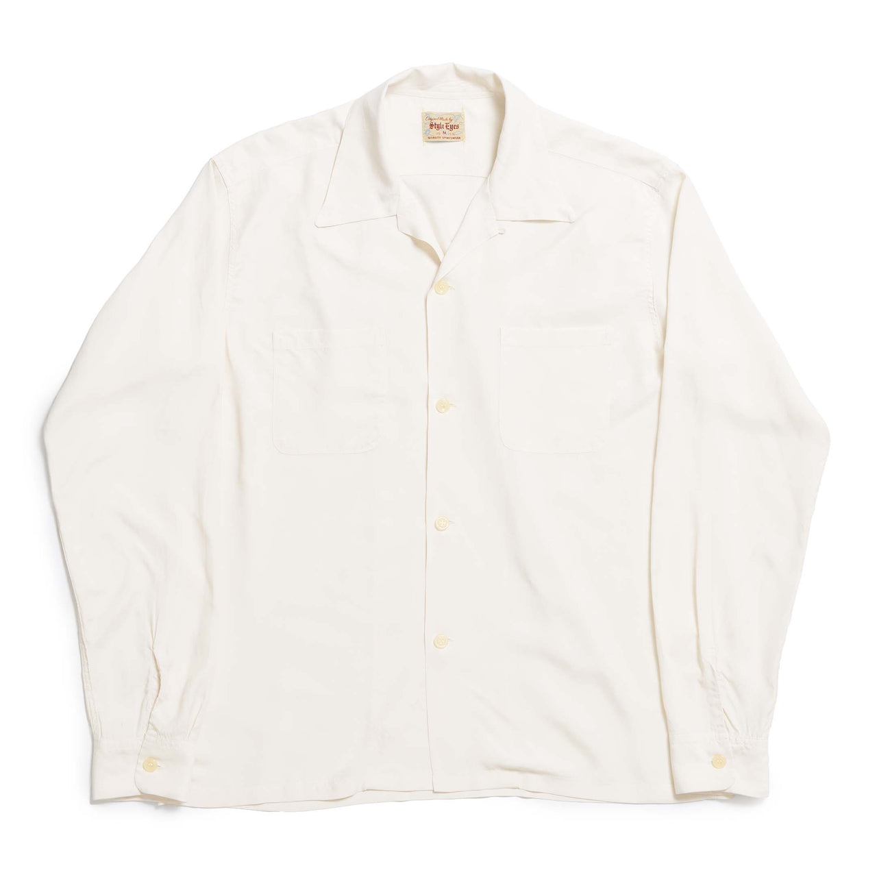 Style Eyes by Toyo Enterprise Plain Rayon Bowling Shirt Off White-Shirt-Clutch Cafe
