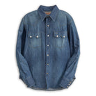 Sugar Cane Sawtooth Denim Western Shirt Vintage Wash-Shirt-Clutch Cafe