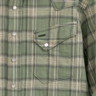 Sugar Cane Washer Herringbone Check Western Shirt Green-Shirt-Clutch Cafe