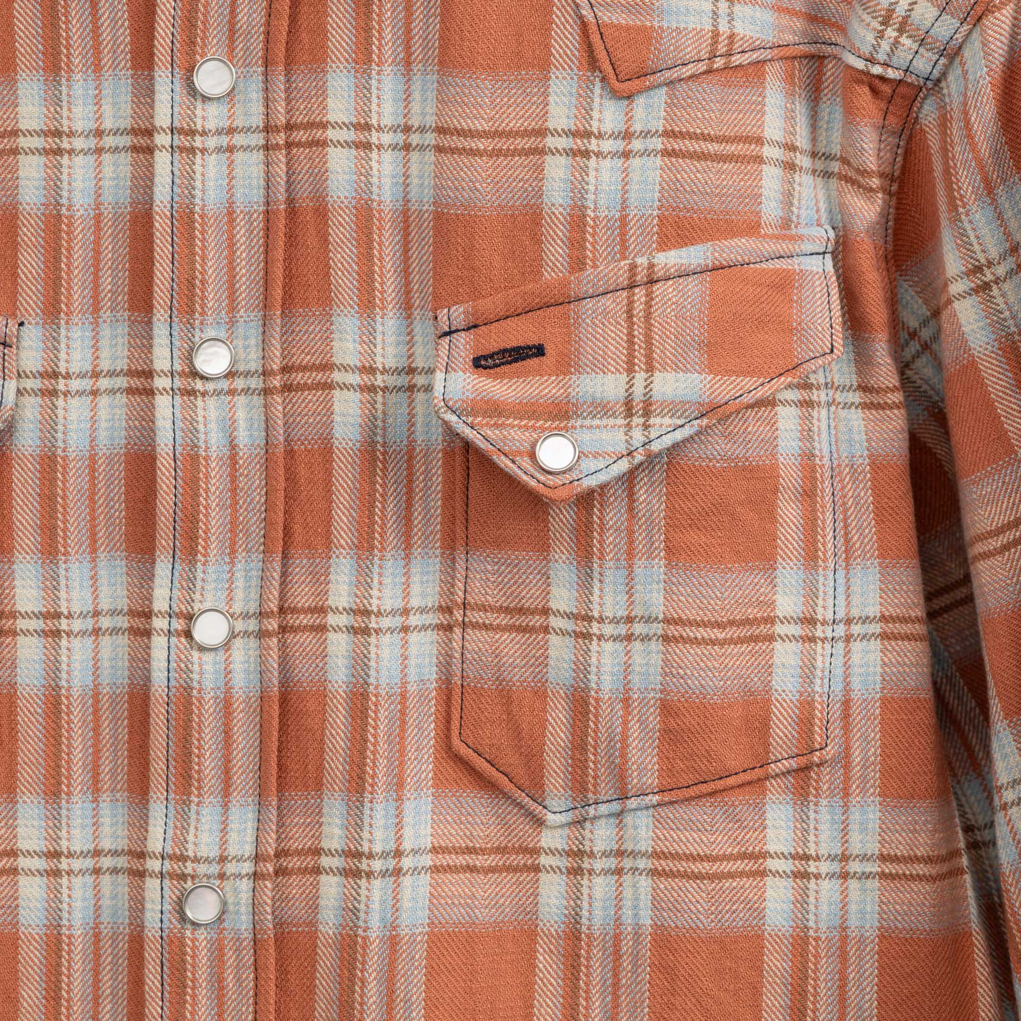 Sugar Cane Washer Herringbone Check Western Shirt Red-Shirt-Clutch Cafe