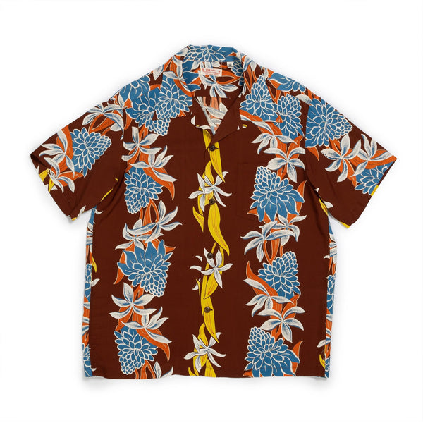 Sun Surf Blooms of Torch Flower Hawaiian Shirt Brown-Shirt-Clutch Cafe