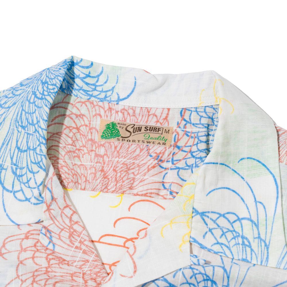 Sun Surf Chrysanthemum Hawaiian Shirt Off White-Hawaiian Shirt-Clutch Cafe