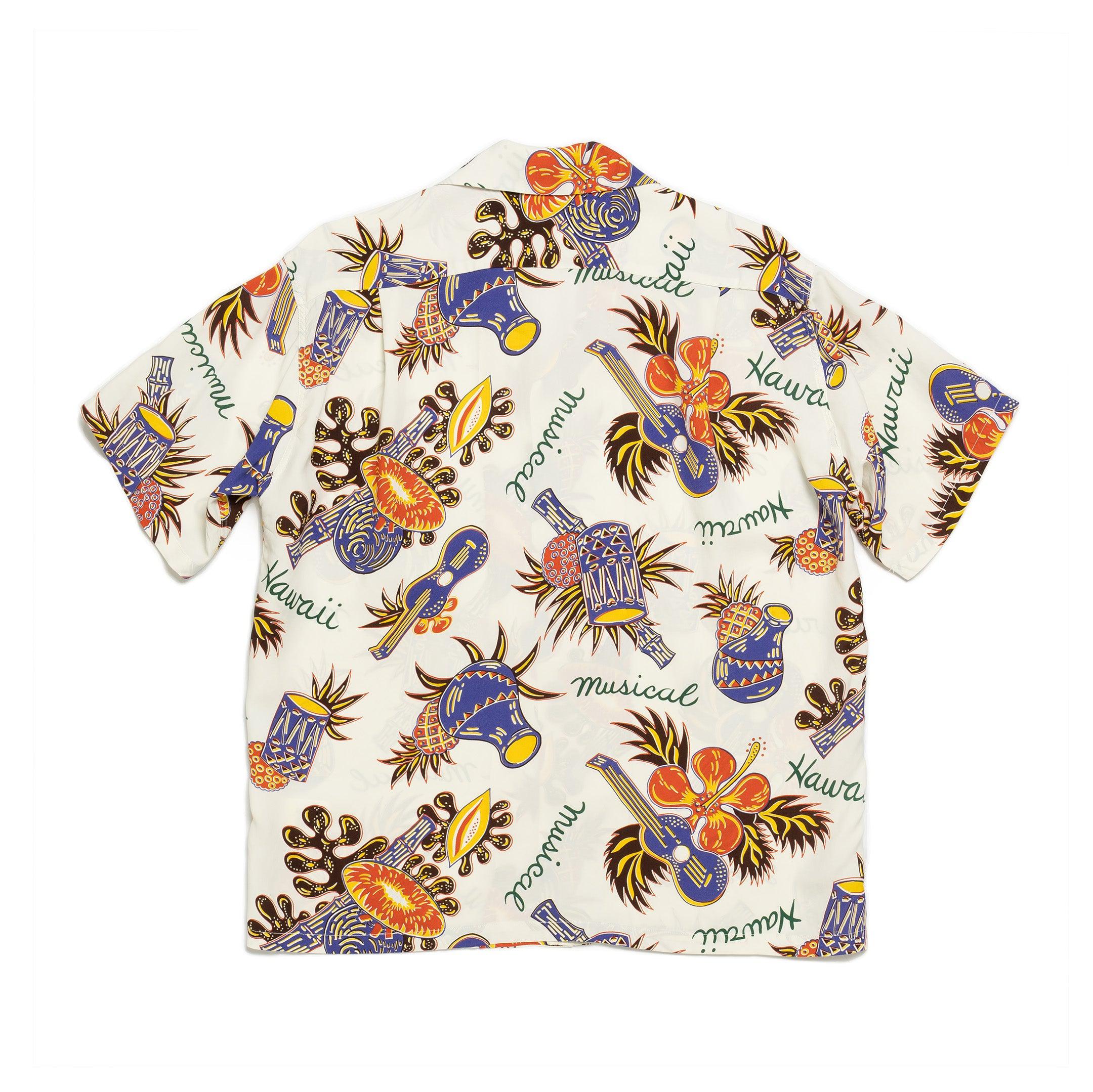 Sun Surf Hawaii Musical Hawaiian Shirt White-Hawaiian Shirt-Clutch Cafe