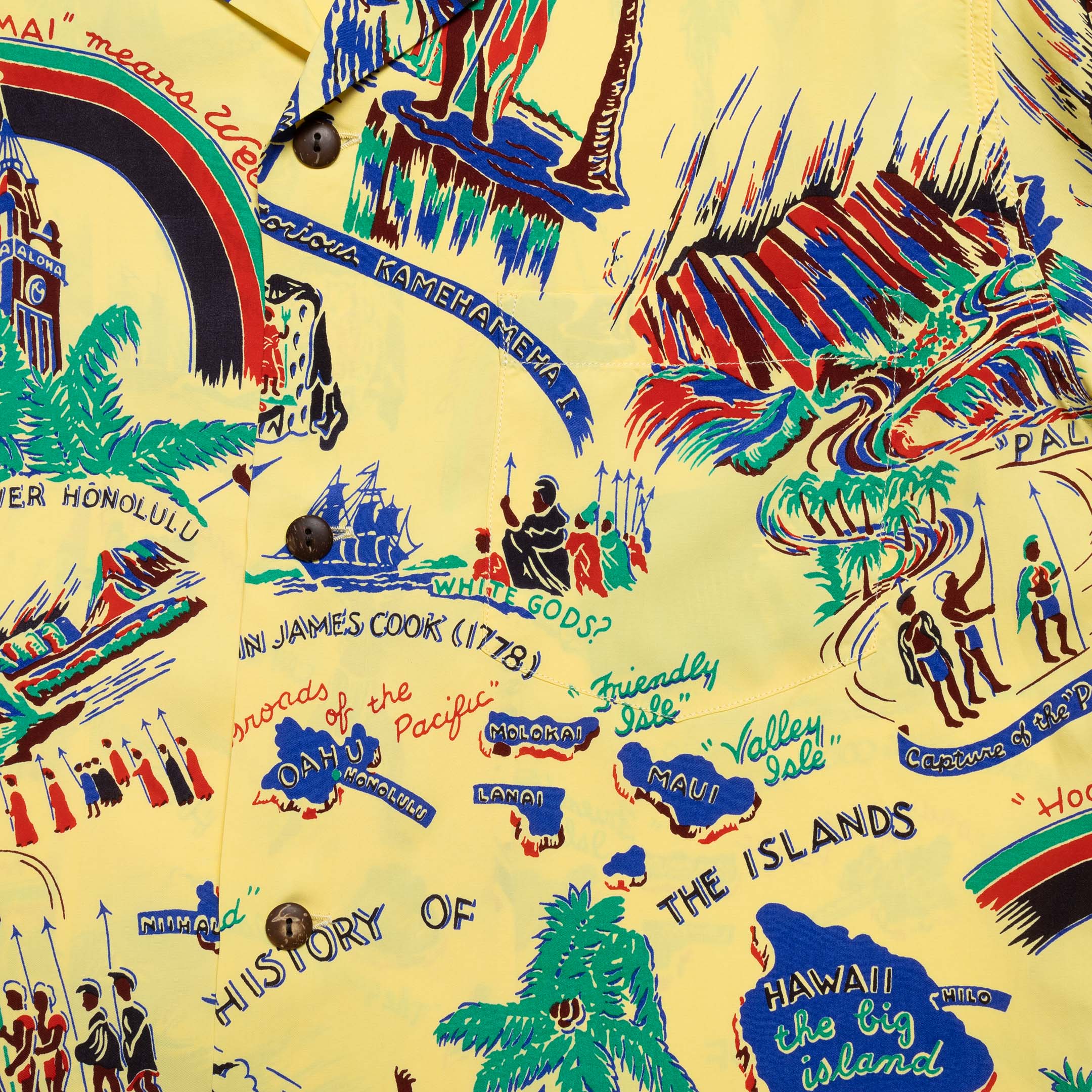 Sun Surf History Of The Islands Hawaiian Shirt Yellow-Hawaiian Shirt-Clutch Cafe