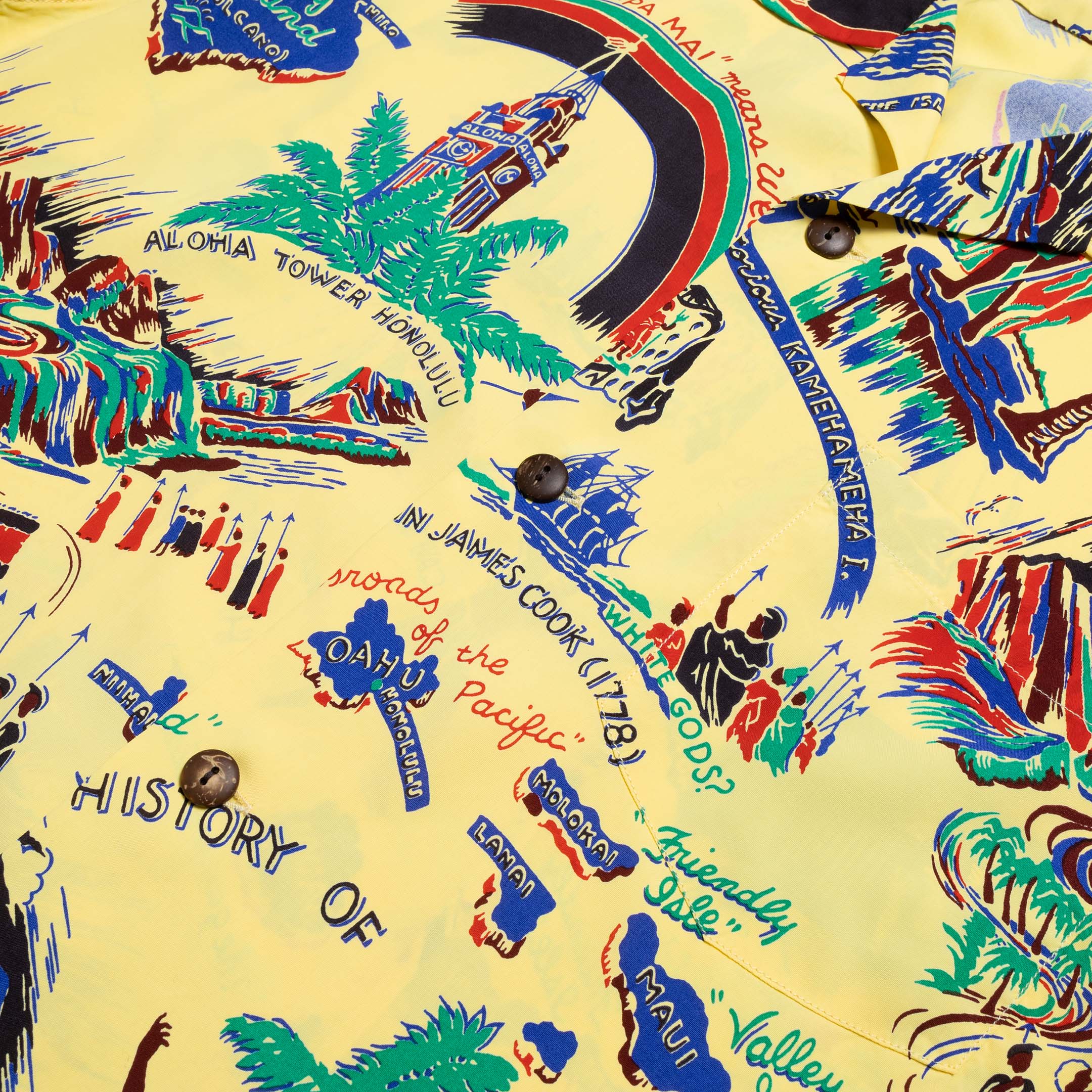 Sun Surf History Of The Islands Hawaiian Shirt Yellow-Hawaiian Shirt-Clutch Cafe