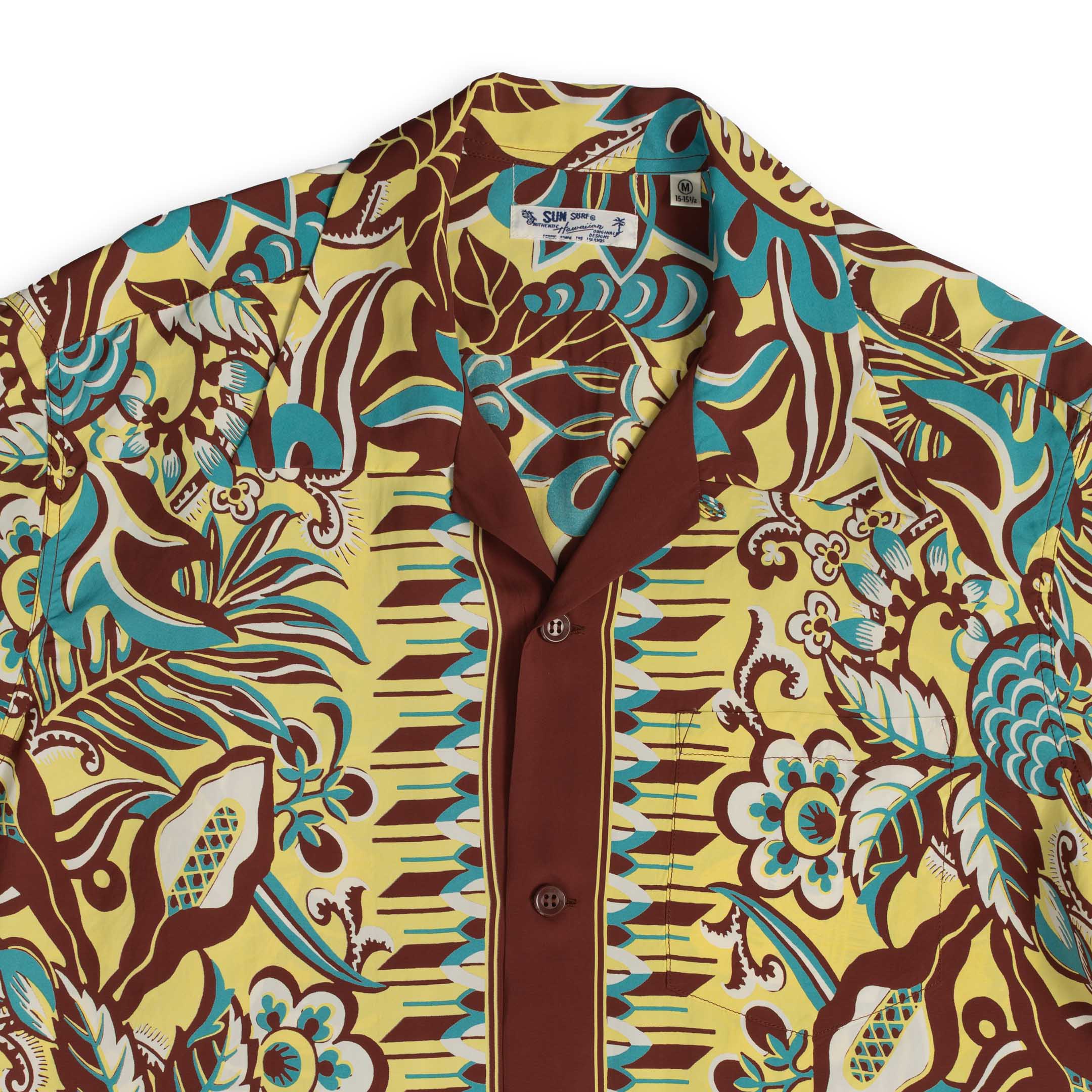 Sun Surf Swallow Flower Field Border Hawaiian Shirt Brown-Hawaiian Shirt-Clutch Cafe