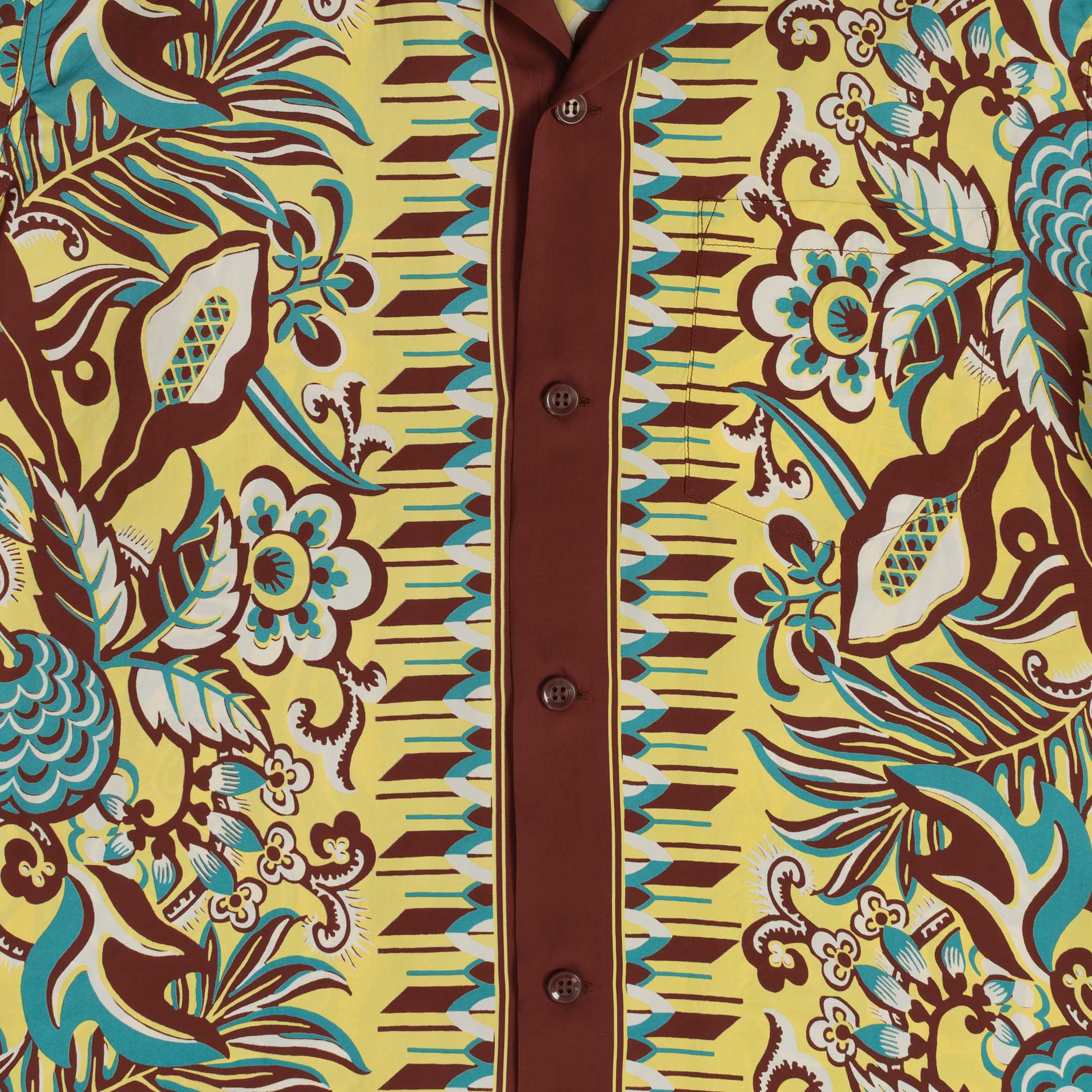 Sun Surf Swallow Flower Field Border Hawaiian Shirt Brown-Hawaiian Shirt-Clutch Cafe