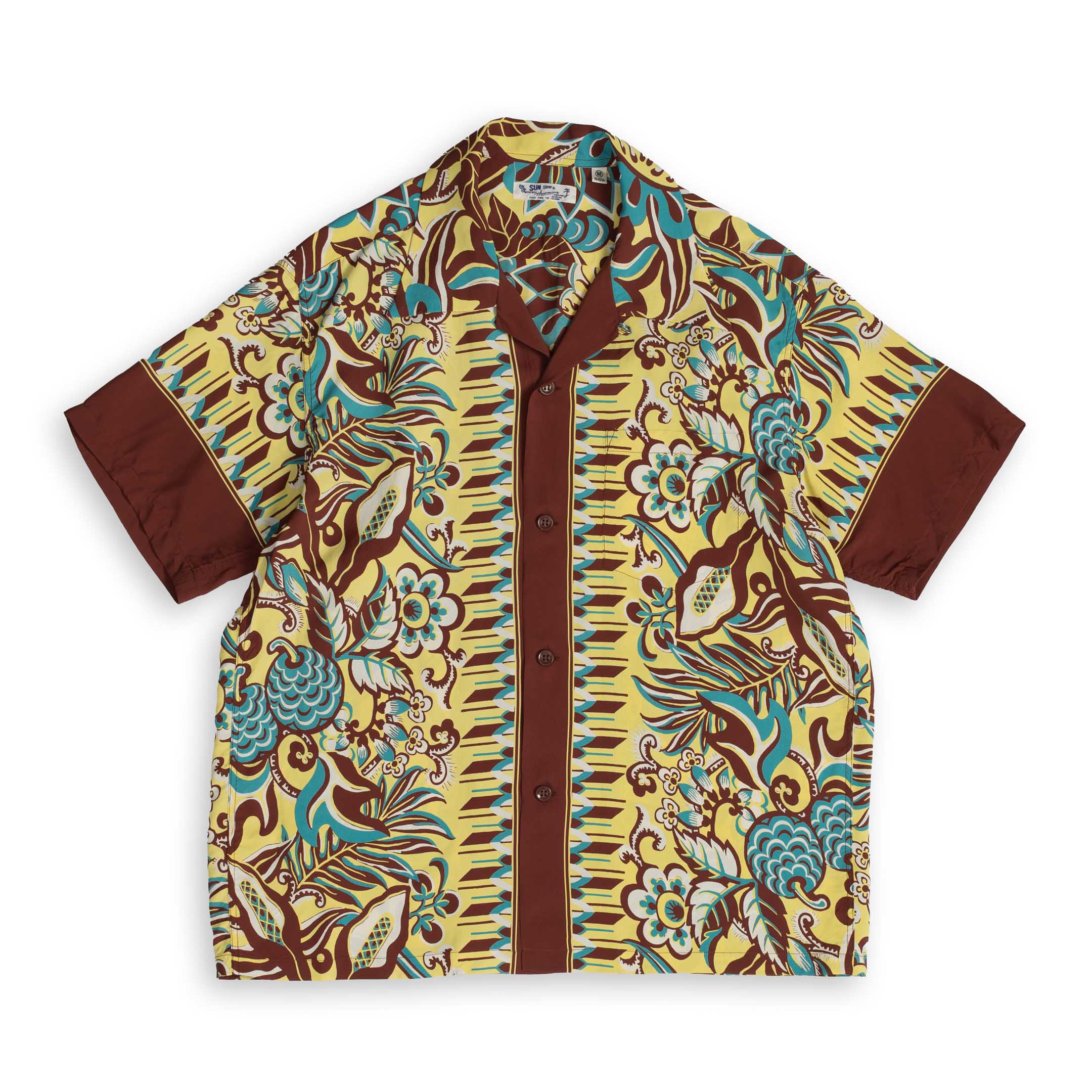 Sun Surf Swallow Flower Field Border Hawaiian Shirt Brown-Hawaiian Shirt-Clutch Cafe