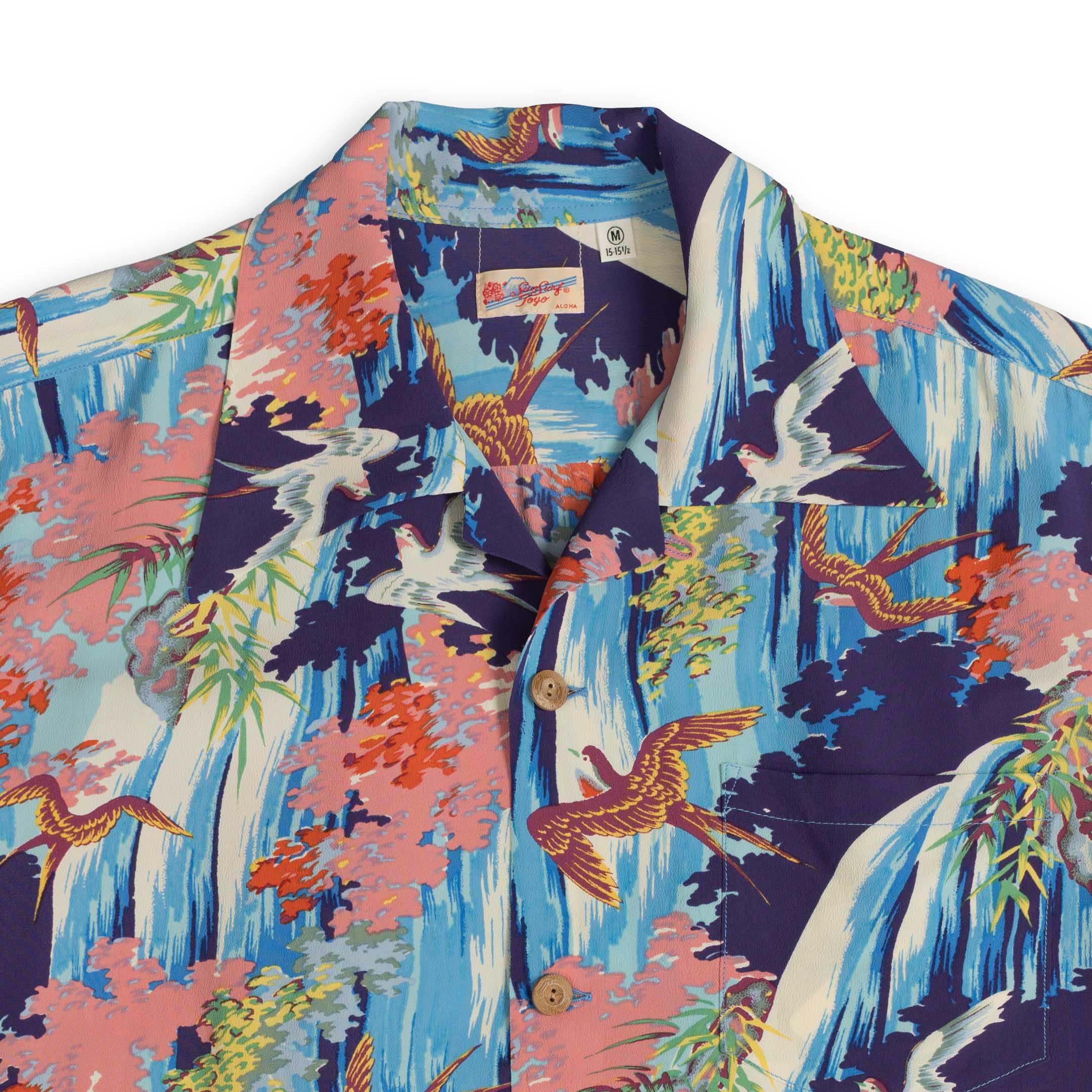 Sun Surf Swallow Wildly Fluttering Hawaiian Shirt Navy-Hawaiian Shirt-Clutch Cafe