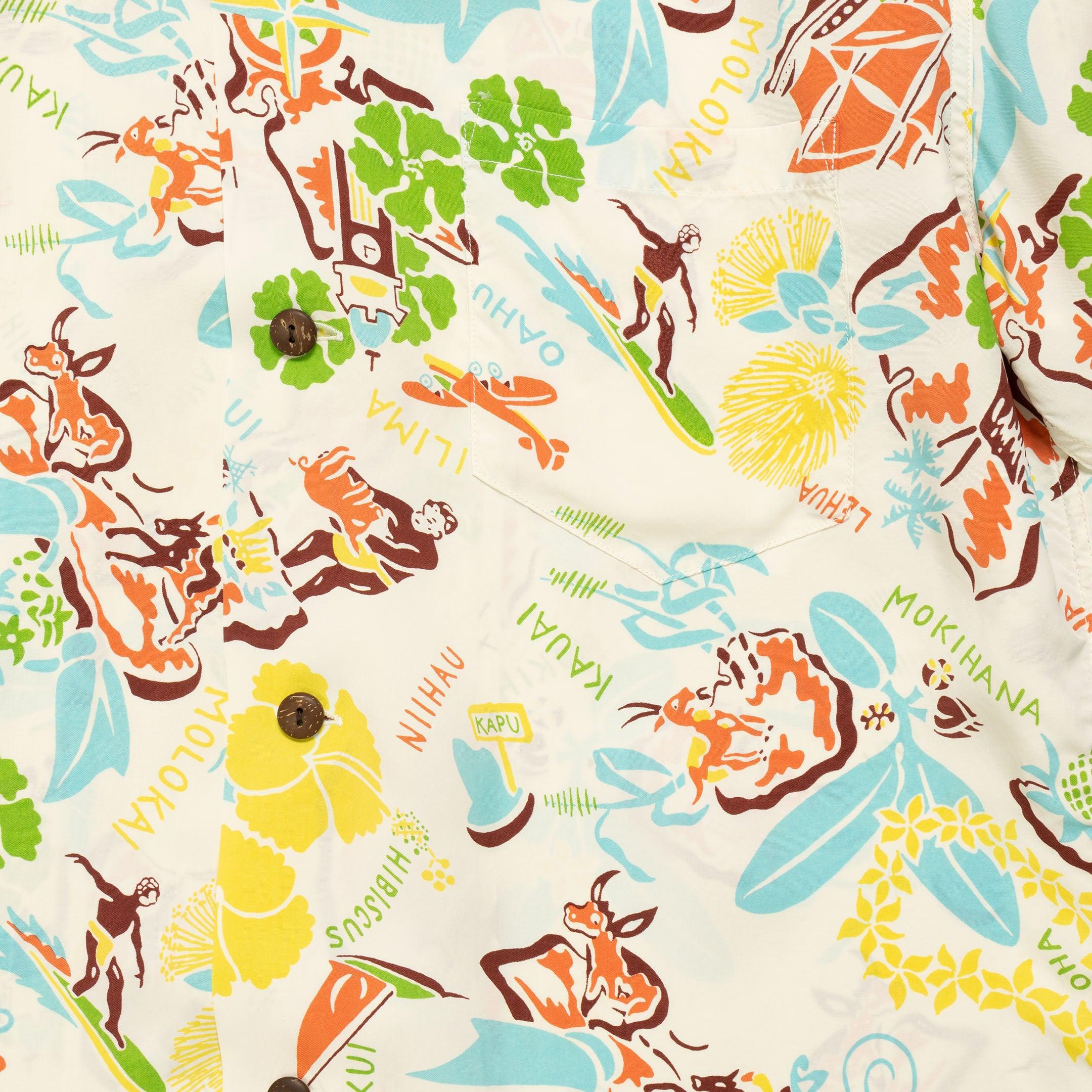 Sun Surf Symbol of The Islands Hawaiian Off White-Hawaiian Shirt-Clutch Cafe