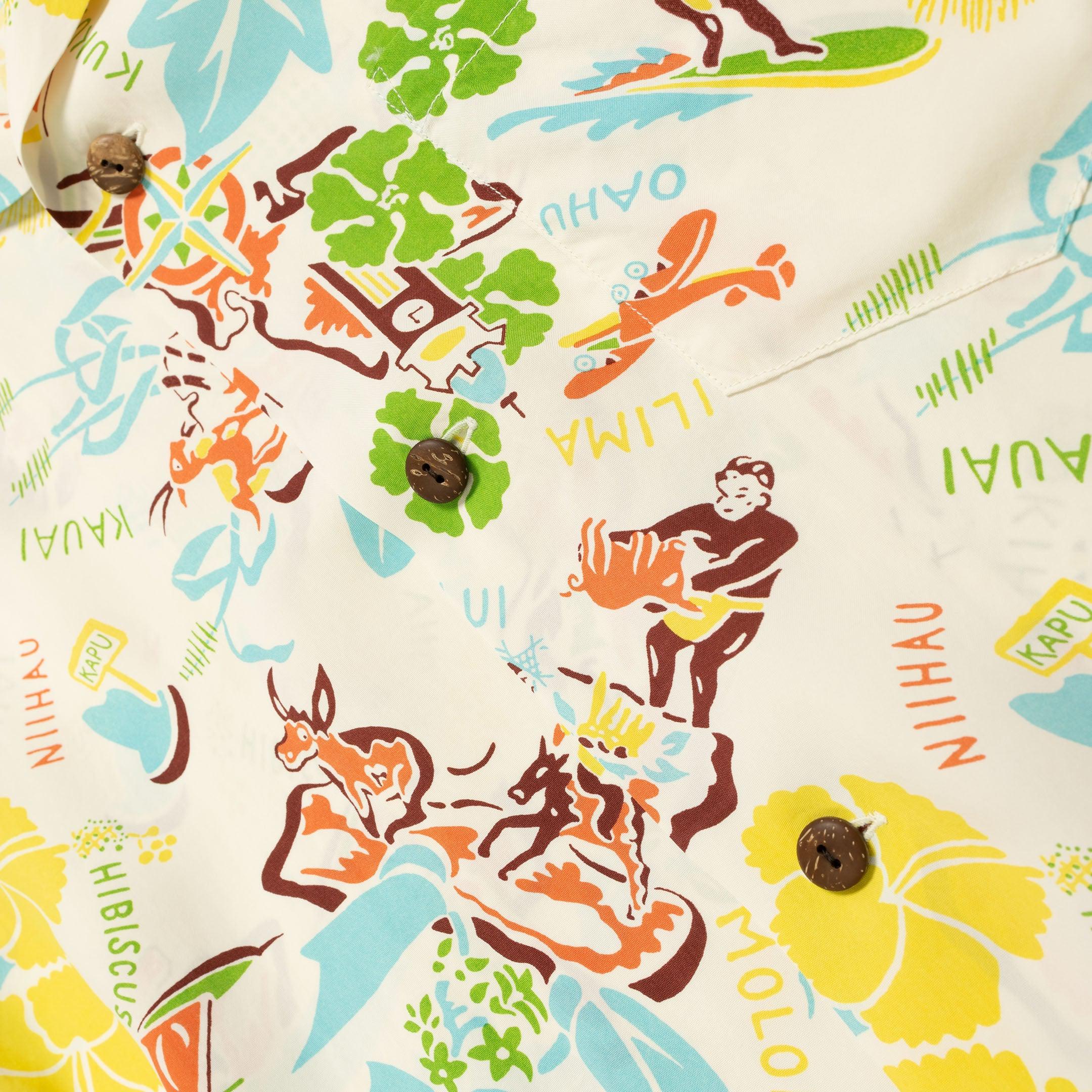 Sun Surf Symbol of The Islands Hawaiian Off White-Hawaiian Shirt-Clutch Cafe