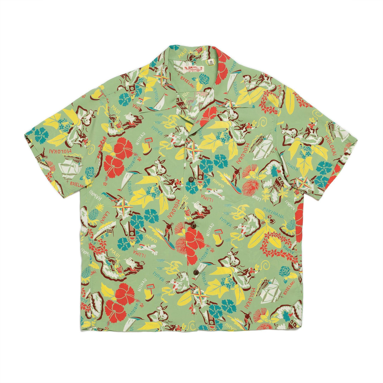 Sun Surf Symbol of The Islands Hawaiian Shirt Green-Hawaiian Shirt-Clutch Cafe