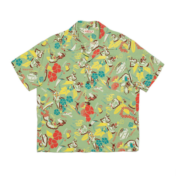 Sun Surf Symbol of The Islands Hawaiian Shirt Green-Hawaiian Shirt-Clutch Cafe