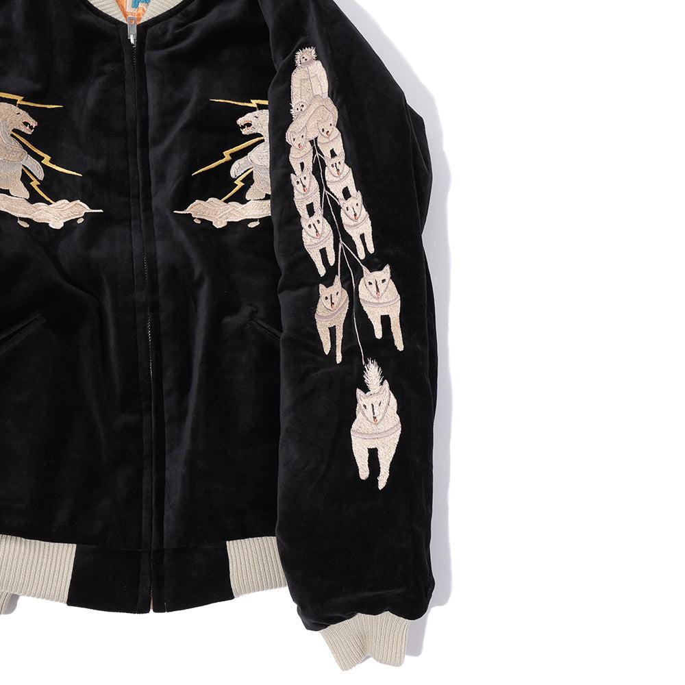 Tailor Toyo Late 1950's Style Velveteen Souvenir Jacket Polar Bear x Alaska Map-JACKET-Clutch Cafe