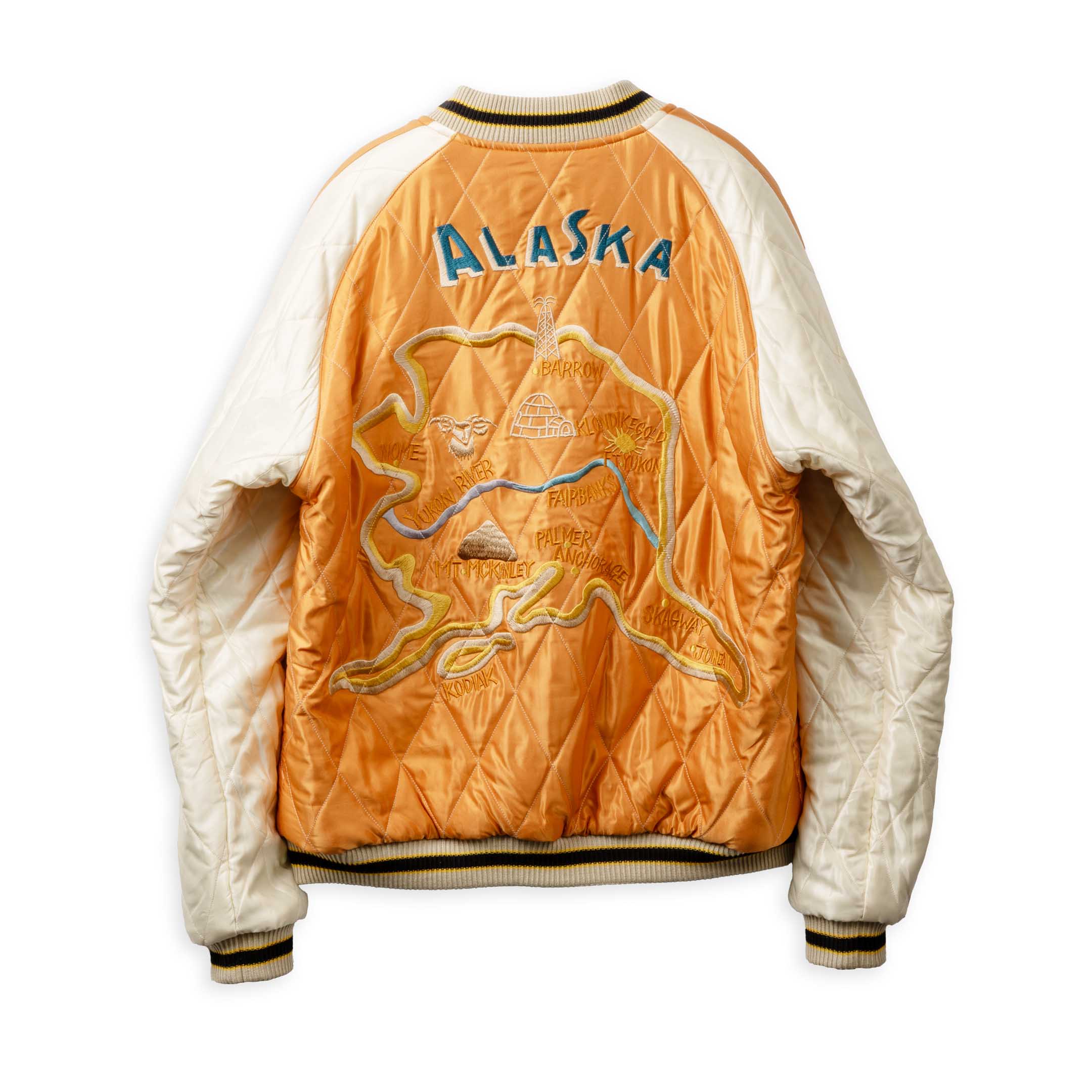 Tailor Toyo Late 1950's Style Velveteen Souvenir Jacket Polar Bear x Alaska Map-JACKET-Clutch Cafe