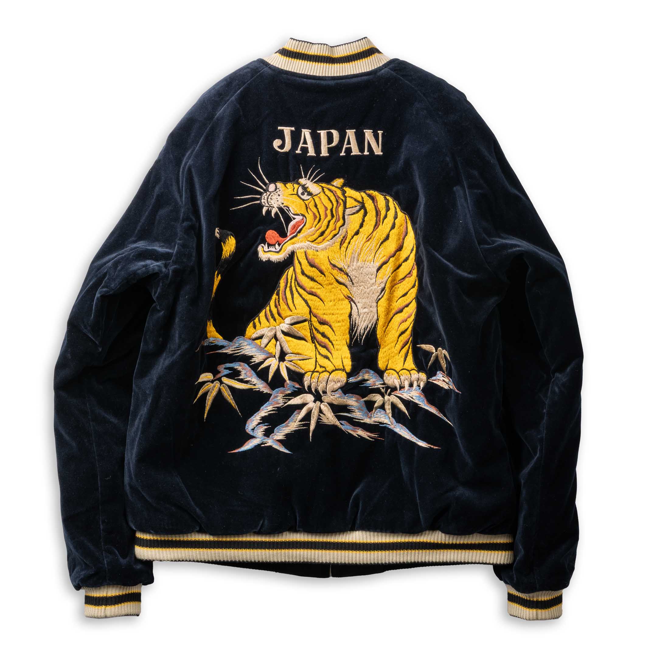 Tailor Toyo Late 1950's Style Velveteen Souvenir Jacket Roaring Tiger x Japan Map-JACKET-Clutch Cafe
