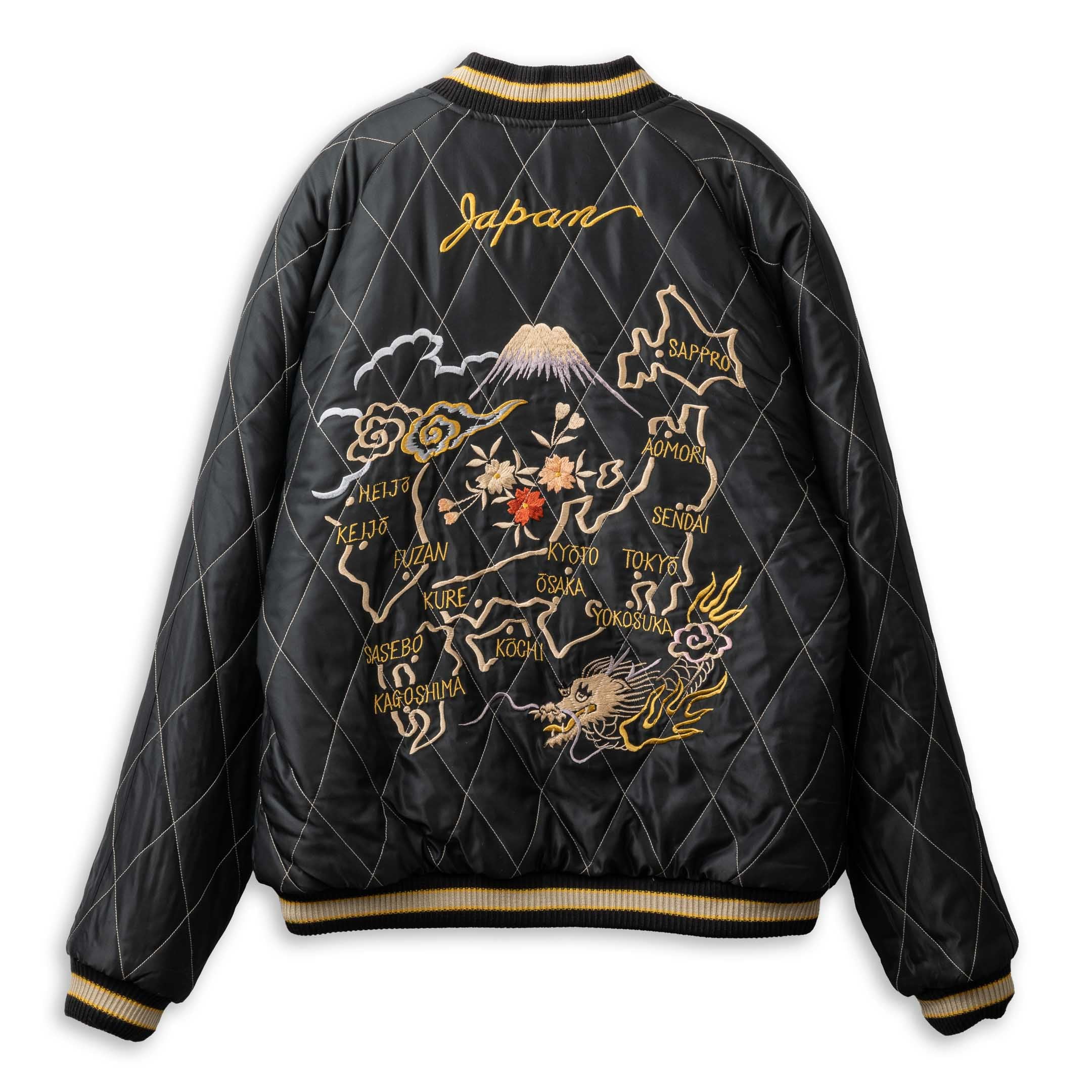 Tailor Toyo Late 1950's Style Velveteen Souvenir Jacket Roaring Tiger x Japan Map-JACKET-Clutch Cafe