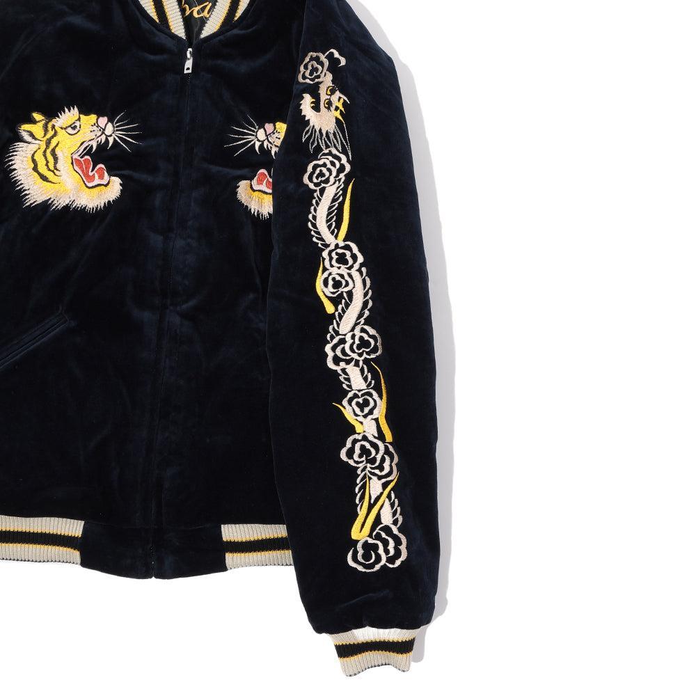 Tailor Toyo Late 1950's Style Velveteen Souvenir Jacket Roaring Tiger x Japan Map-JACKET-Clutch Cafe