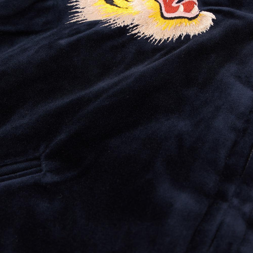 Tailor Toyo Late 1950's Style Velveteen Souvenir Jacket Roaring Tiger x Japan Map-JACKET-Clutch Cafe