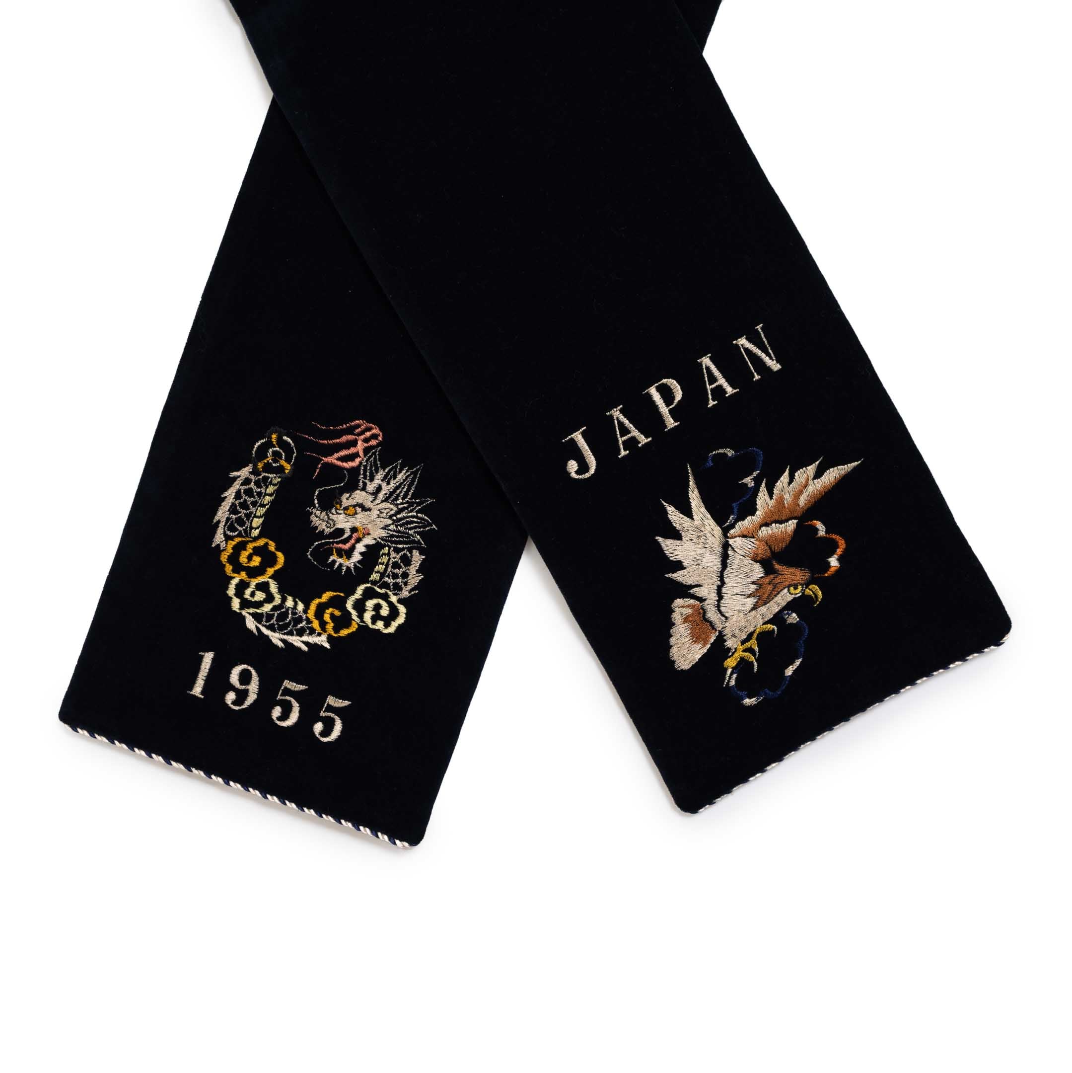 Tailor Toyo Velveteen Scarf Eagle Navy-Scarf-Clutch Cafe
