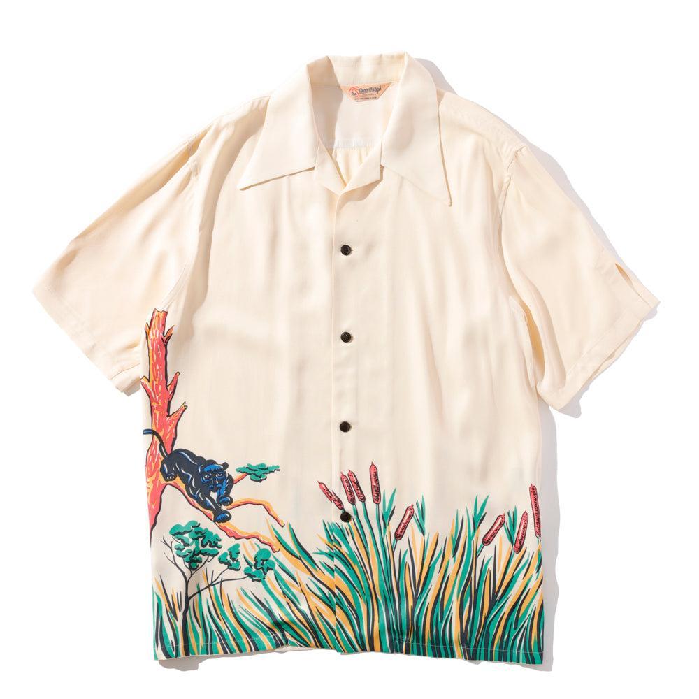 トップス The Groovin High Rayon Box Shirt Ivory L The Groovin High 1940's Beach Shirt Ivory – Clutch Cafe